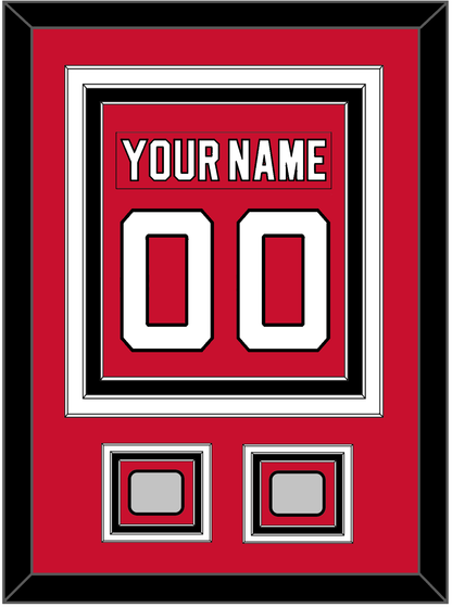 New Jersey Nameplate & Number (Back) Combined, With 2 Stanley Cup Finals Patches - Road Red (1992-2007) - Premier Tier 2