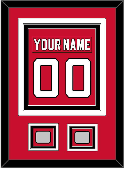 New Jersey Nameplate & Number (Back) Combined, With 2 Stanley Cup Finals Patches - Road Red (1992-2007) - Premier Tier 2