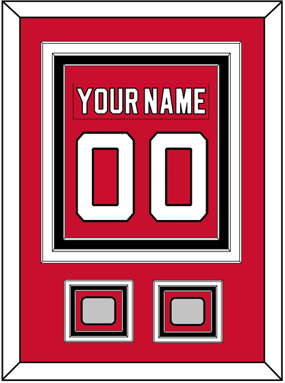 New Jersey Nameplate & Number (Back) Combined, With 2 Stanley Cup Finals Patches - Road Red (1992-2007) - Premier Tier 2