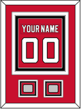 New Jersey Nameplate & Number (Back) Combined, With 2 Stanley Cup Finals Patches - Road Red (1992-2007) - Triple Mat 2