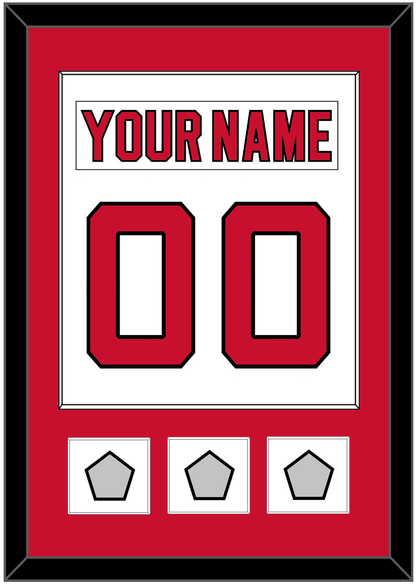 New Jersey Nameplate & Number (Back) Combined, With 3 Stanley Cup Finals Patches - Home White (1992-2007) - Essential Tier 1