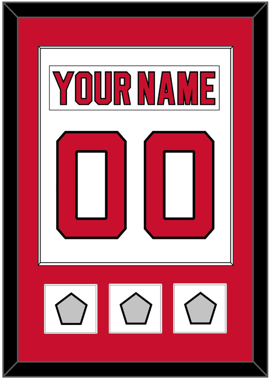 New Jersey Nameplate & Number (Back) Combined, With 3 Stanley Cup Finals Patches - Home White (1992-2007) - Essential Tier 1