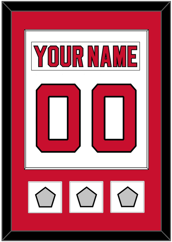 New Jersey Nameplate & Number (Back) Combined, With 3 Stanley Cup Finals Patches - Home White (1992-2007) - Single Mat 1