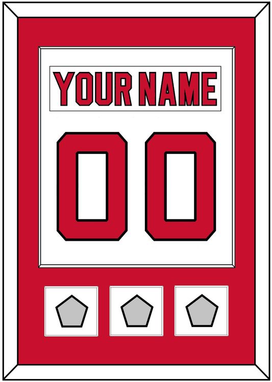 New Jersey Nameplate & Number (Back) Combined, With 3 Stanley Cup Finals Patches - Home White (1992-2007) - Essential Tier 1