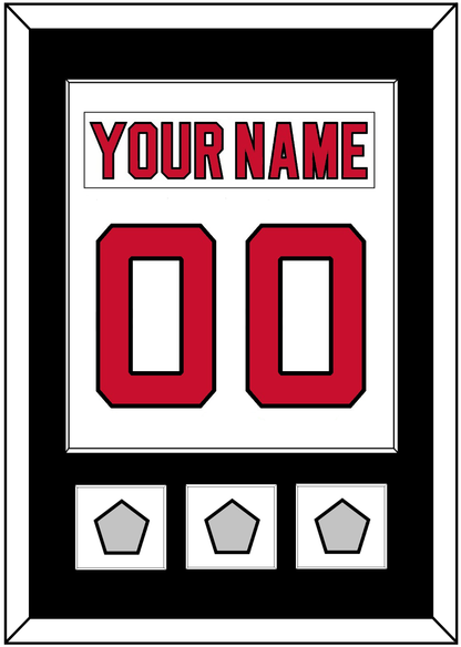 New Jersey Nameplate & Number (Back) Combined, With 3 Stanley Cup Finals Patches - Home White (1992-2007) - Essential Tier 2