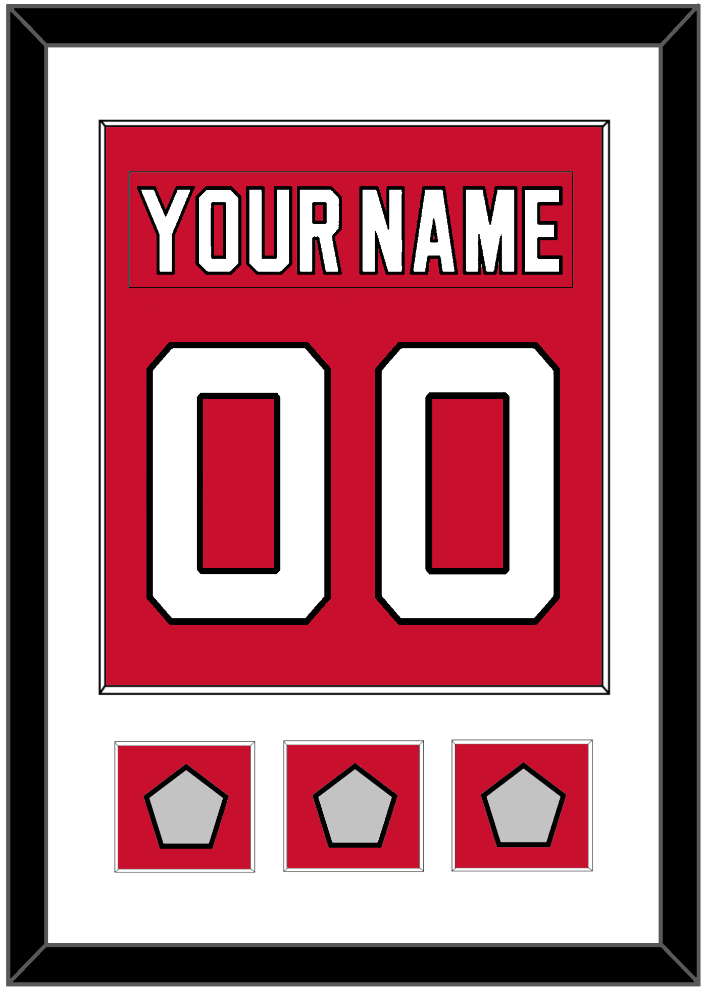 New Jersey Nameplate & Number (Back) Combined, With 3 Stanley Cup Finals Patches - Road Red (1992-2007) - Essential Tier 1