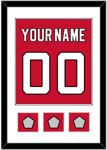 New Jersey Nameplate & Number (Back) Combined, With 3 Stanley Cup Finals Patches - Road Red (1992-2007) - Single Mat 1