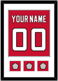 New Jersey Nameplate & Number (Back) Combined, With 3 Stanley Cup Finals Patches - Road Red (1992-2007) - Single Mat 1