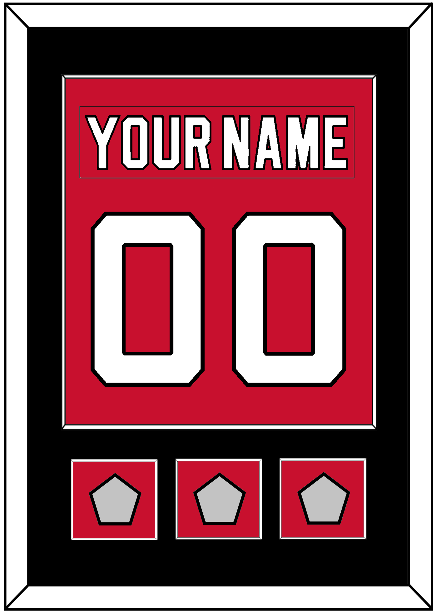 New Jersey Nameplate & Number (Back) Combined, With 3 Stanley Cup Finals Patches - Road Red (1992-2007) - Essential Tier 2