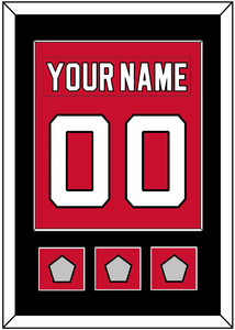 New Jersey Nameplate & Number (Back) Combined, With 3 Stanley Cup Finals Patches - Road Red (1992-2007) - Single Mat 2