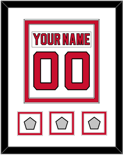 New Jersey Nameplate & Number (Back) Combined, With 3 Stanley Cup Finals Patches - Home White (1992-2007) - Signature Tier 1