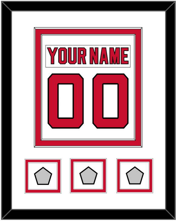 New Jersey Nameplate & Number (Back) Combined, With 3 Stanley Cup Finals Patches - Home White (1992-2007) - Double Mat 1