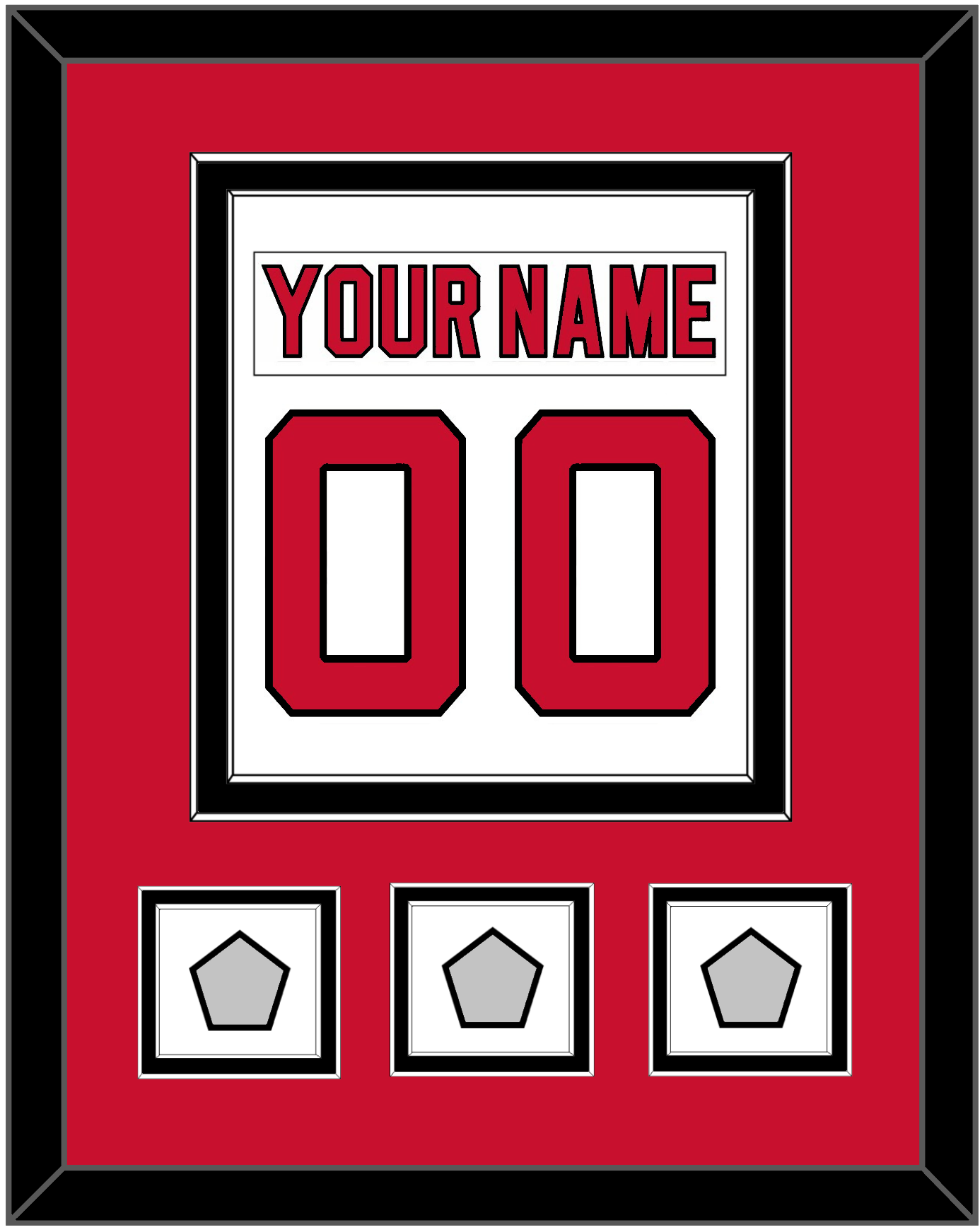 New Jersey Nameplate & Number (Back) Combined, With 3 Stanley Cup Finals Patches - Home White (1992-2007) - Signature Tier 2