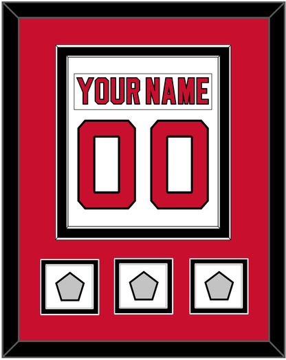 New Jersey Nameplate & Number (Back) Combined, With 3 Stanley Cup Finals Patches - Home White (1992-2007) - Signature Tier 2