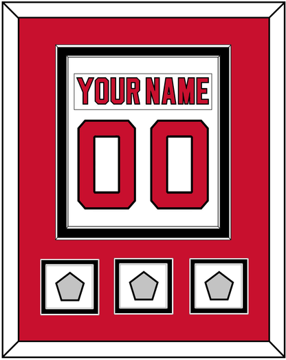 New Jersey Nameplate & Number (Back) Combined, With 3 Stanley Cup Finals Patches - Home White (1992-2007) - Signature Tier 2