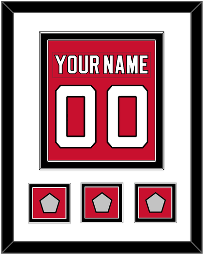 New Jersey Nameplate & Number (Back) Combined, With 3 Stanley Cup Finals Patches - Road Red (1992-2007) - Signature Tier 1
