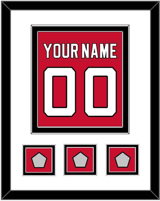 New Jersey Nameplate & Number (Back) Combined, With 3 Stanley Cup Finals Patches - Road Red (1992-2007) - Signature Tier 1