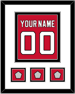 New Jersey Nameplate & Number (Back) Combined, With 3 Stanley Cup Finals Patches - Road Red (1992-2007) - Double Mat 1