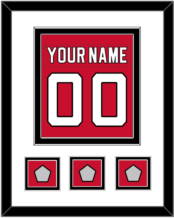 New Jersey Nameplate & Number (Back) Combined, With 3 Stanley Cup Finals Patches - Road Red (1992-2007) - Double Mat 1