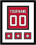 New Jersey Nameplate & Number (Back) Combined, With 3 Stanley Cup Finals Patches - Road Red (1992-2007) - Double Mat 1