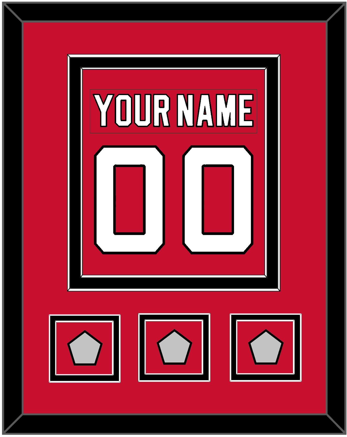 New Jersey Nameplate & Number (Back) Combined, With 3 Stanley Cup Finals Patches - Road Red (1992-2007) - Signature Tier 2