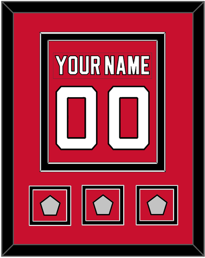 New Jersey Nameplate & Number (Back) Combined, With 3 Stanley Cup Finals Patches - Road Red (1992-2007) - Signature Tier 2