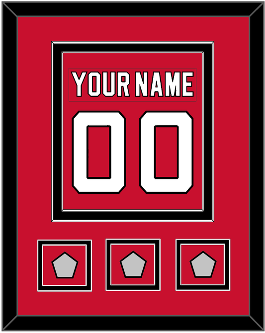 New Jersey Nameplate & Number (Back) Combined, With 3 Stanley Cup Finals Patches - Road Red (1992-2007) - Signature Tier 2