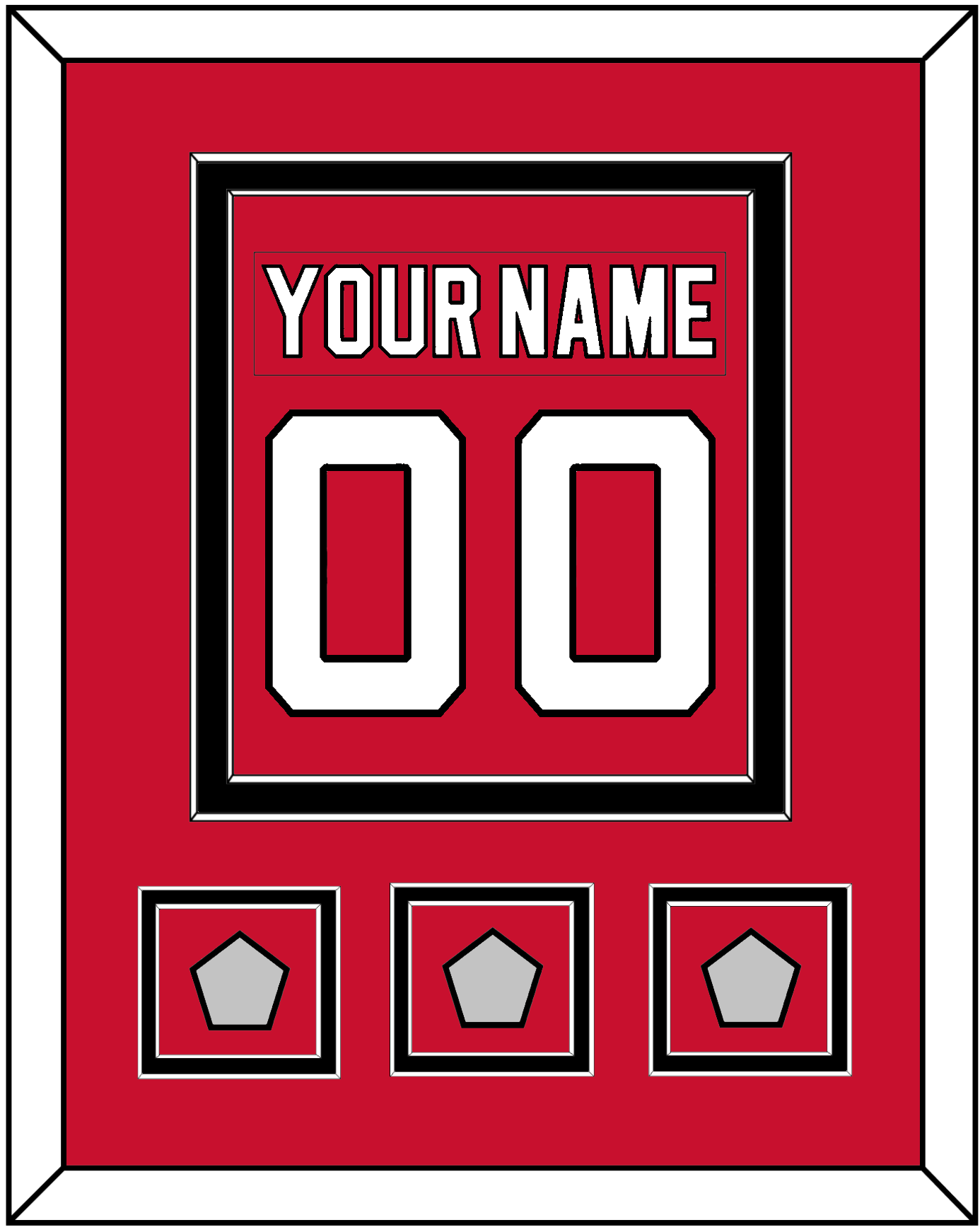 New Jersey Nameplate & Number (Back) Combined, With 3 Stanley Cup Finals Patches - Road Red (1992-2007) - Signature Tier 2