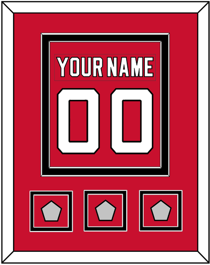 New Jersey Nameplate & Number (Back) Combined, With 3 Stanley Cup Finals Patches - Road Red (1992-2007) - Signature Tier 2