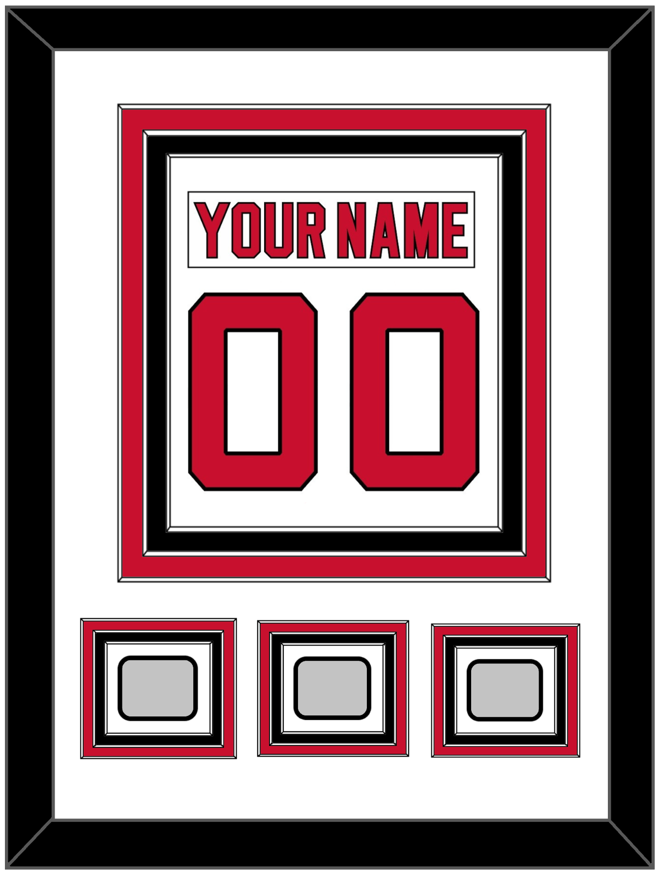 New Jersey Nameplate & Number (Back) Combined, With 3 Stanley Cup Finals Patches - Home White (1992-2007) - Premier Tier 1