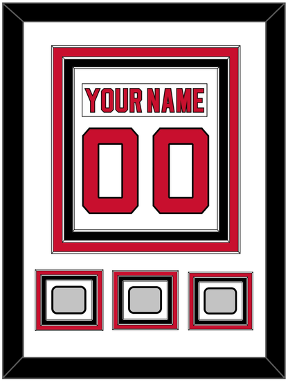 New Jersey Nameplate & Number (Back) Combined, With 3 Stanley Cup Finals Patches - Home White (1992-2007) - Premier Tier 1