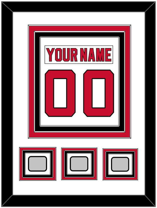 New Jersey Nameplate & Number (Back) Combined, With 3 Stanley Cup Finals Patches - Home White (1992-2007) - Premier Tier 1