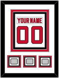 New Jersey Nameplate & Number (Back) Combined, With 3 Stanley Cup Finals Patches - Home White (1992-2007) - Triple Mat 1