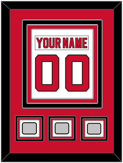 New Jersey Nameplate & Number (Back) Combined, With 3 Stanley Cup Finals Patches - Home White (1992-2007) - Premier Tier 2