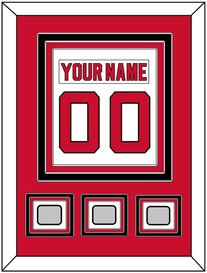 New Jersey Nameplate & Number (Back) Combined, With 3 Stanley Cup Finals Patches - Home White (1992-2007) - Premier Tier 2