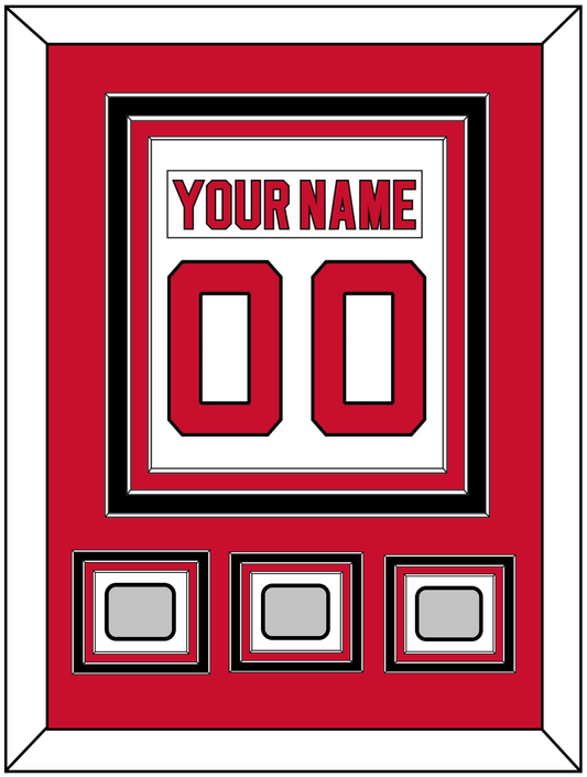 New Jersey Nameplate & Number (Back) Combined, With 3 Stanley Cup Finals Patches - Home White (1992-2007) - Premier Tier 2