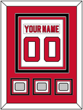 New Jersey Nameplate & Number (Back) Combined, With 3 Stanley Cup Finals Patches - Home White (1992-2007) - Triple Mat 2