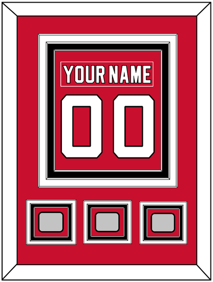 New Jersey Nameplate & Number (Back) Combined, With 3 Stanley Cup Finals Patches - Road Red (1992-2007) - Premier Tier 2