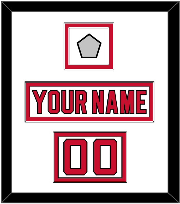 New Jersey Nameplate, Number (Shoulder) & Stanley Cup Finals Patch - Home White (1992-2007) - Double Mat 1