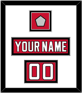 New Jersey Nameplate, Number (Shoulder) & 1995 Stanley Cup Champions Patch - Road Red (1992-2007) - Double Mat 1