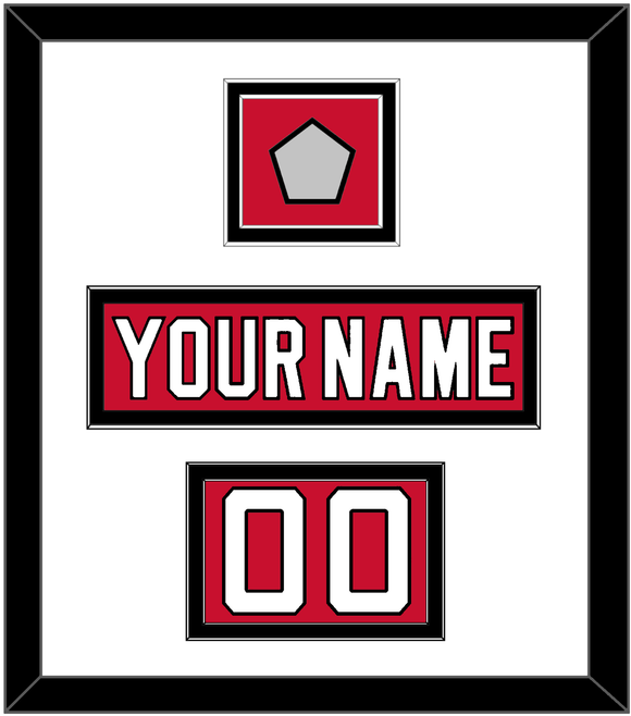 New Jersey Nameplate, Number (Shoulder) & Stanley Cup Finals Patch - Road Red (1992-2007) - Double Mat 1