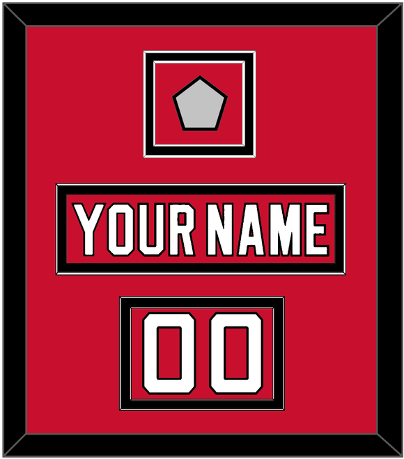 New Jersey Nameplate, Number (Shoulder) & 1995 Stanley Cup Champions Patch - Road Red (1992-2007) - Double Mat 2