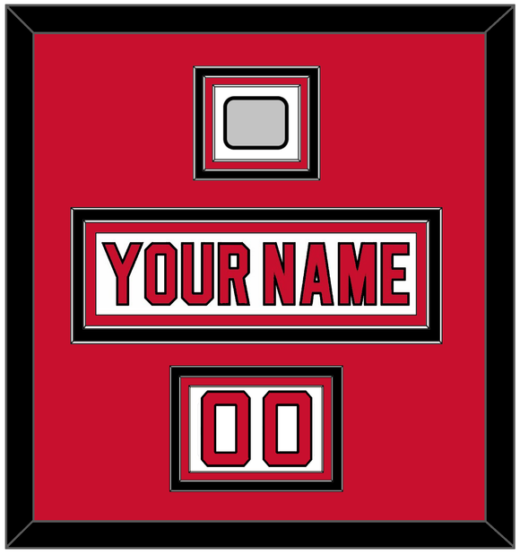 New Jersey Nameplate, Number (Shoulder) & 1995 Stanley Cup Champions Patch - Home White (1992-2007) - Triple Mat 2