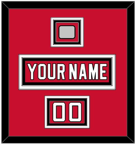 New Jersey Nameplate, Number (Shoulder) & Stanley Cup Finals Patch - Road Red (1992-2007) - Triple Mat 2