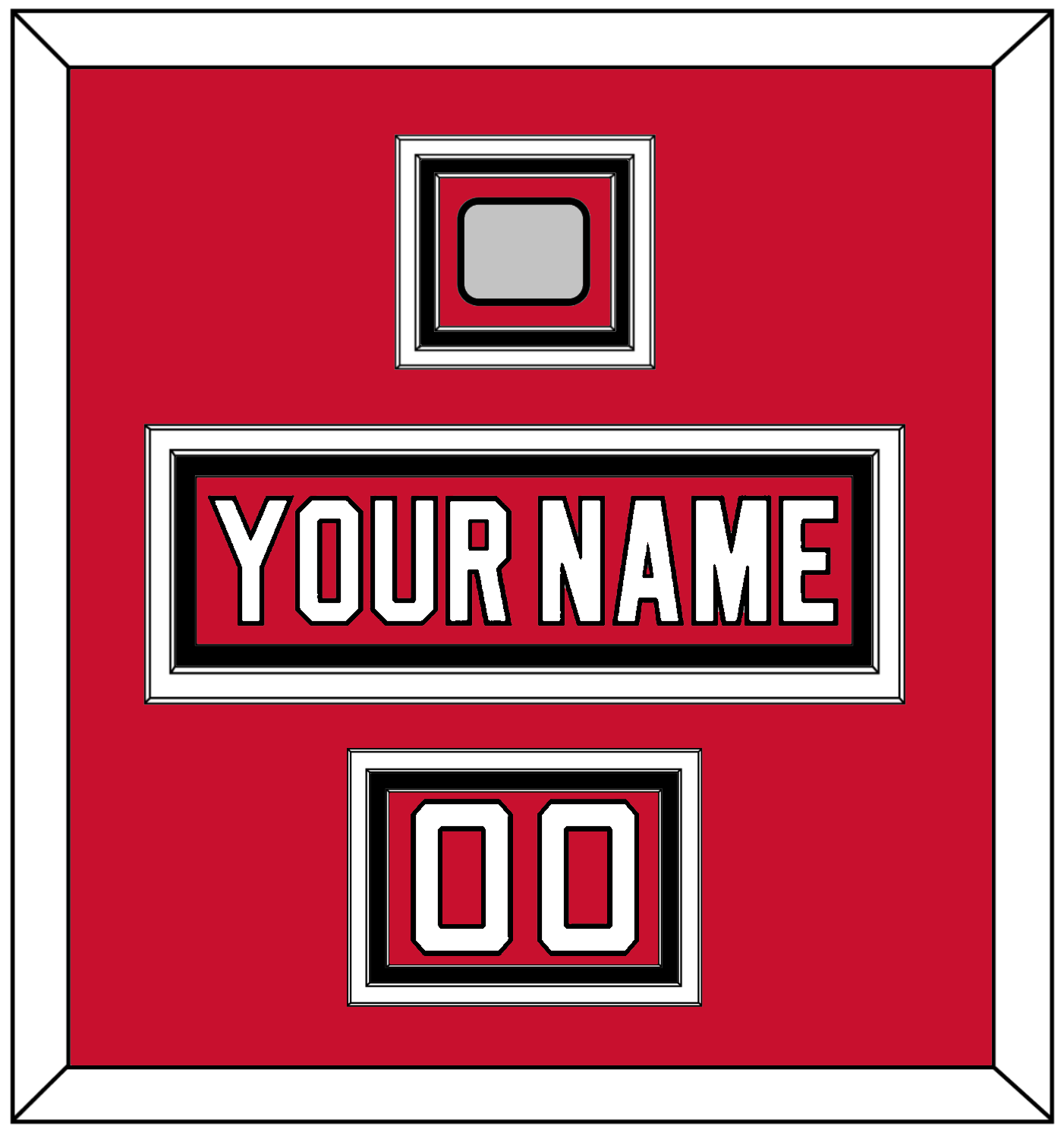 New Jersey Nameplate, Number (Shoulder) & Stanley Cup Finals Patch - Road Red (1992-2007) - Premier Tier 2