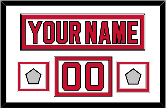 New Jersey Nameplate, Number (Shoulder) & 2 Stanley Cup Finals Jersey Patches - Home White (1992-2007) - Double Mat 1