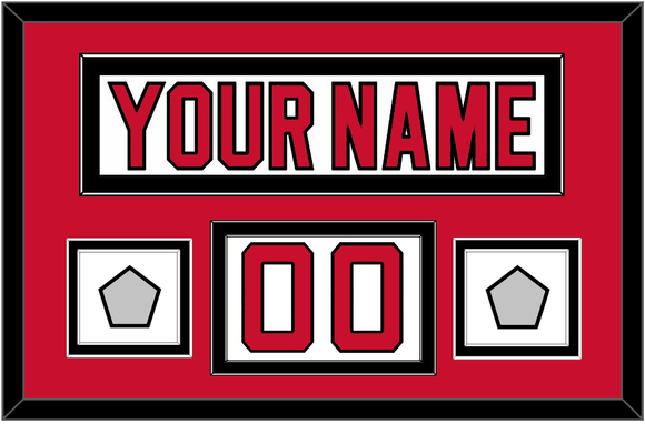 New Jersey Nameplate, Number (Shoulder) & 2 Stanley Cup Finals Jersey Patches - Home White (1992-2007) - Double Mat 2