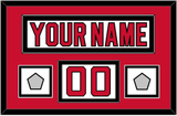 New Jersey Nameplate, Number (Shoulder) & 2 Stanley Cup Finals Jersey Patches - Home White (1992-2007) - Double Mat 2