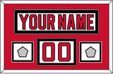 New Jersey Nameplate, Number (Shoulder) & 2 Stanley Cup Finals Jersey Patches - Home White (1992-2007) - Double Mat 2