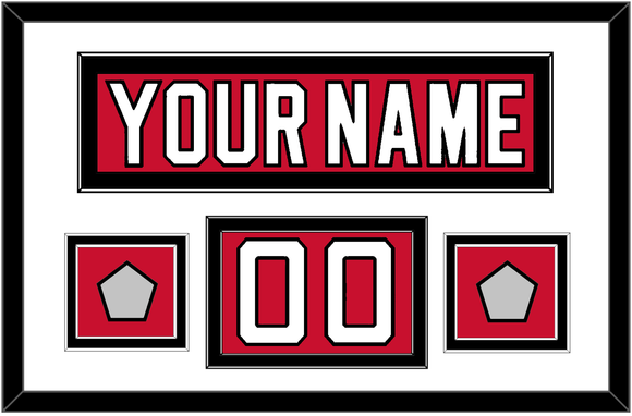 New Jersey Nameplate, Number (Shoulder) & 2 Stanley Cup Finals Jersey Patches - Road Red (1992-2007) - Double Mat 1